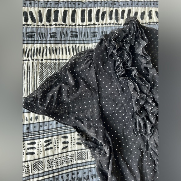 Vintage INC Womens Black Polka Dot Blouse Ruffled Collar Office Siren Large - Picture 5 of 10